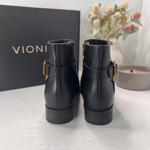 Vionic Sibley Leather Comfort Block Heel Ankle Boot Black Women's 8 NWB - Picture 4 of 11